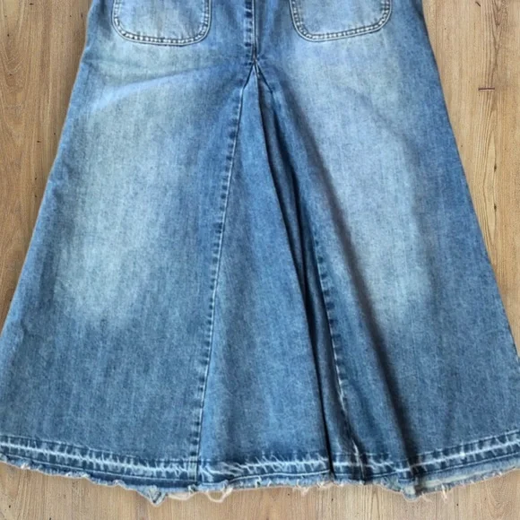 Revolt 15 Long Maxi Blue Jean Skirt Distressed Reconstructed Rave Punk Rock - Picture 3 of 13